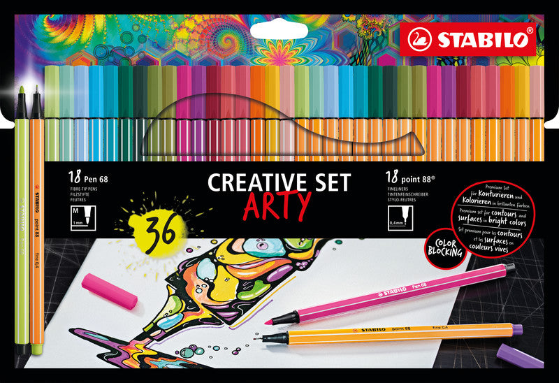 STABILO Filzstifte Creative Set Arty, Strichbreite 0,4–1,0 mm, 36 Farben