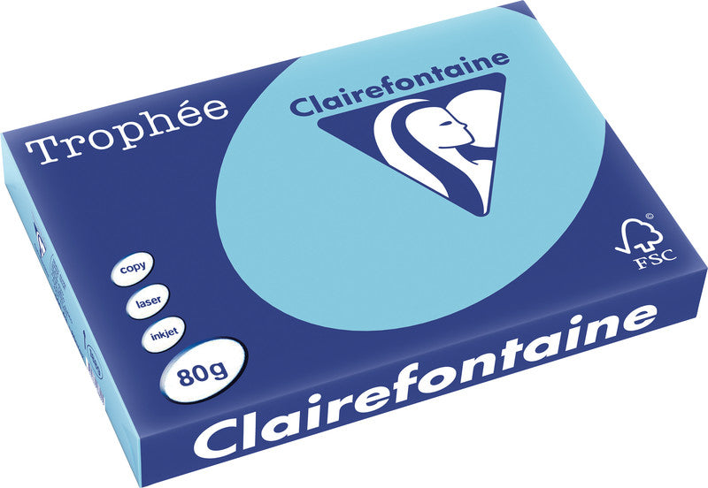 Clairefontaine Kopierpapier – A3, 80 g/m², Blau – für Inkjet/Laser/Kopierer – FSC – 500 Blatt