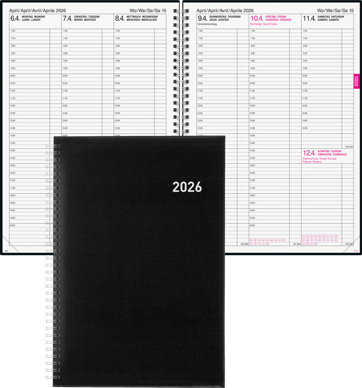 Biella Quarta Agenda – 1 Woche/2 Seiten, gebunden, A4, Jan–Dez, 2026