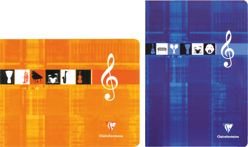 Clairefontaine Notenheft, Klammerheftung, Karton, 48 Seiten, 90 g/m² – sortiert (orange und blau)