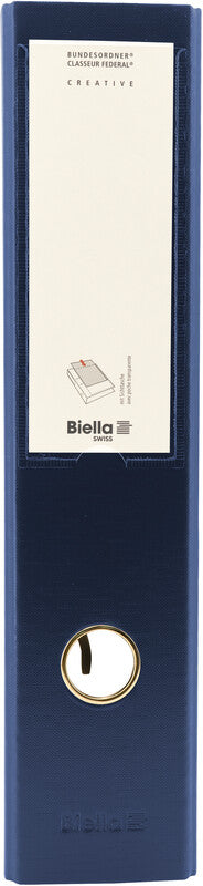 Biella Ordner – A4 hoch – 2-Ring Hebelmechanik – marineblau, Karton, mit Sichttasche, mit Griffloch, FSC