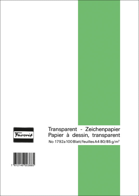 Favorit Transparentpapier – A4, 85 g/m², weiss transparent, 100 Blätter, für universal
