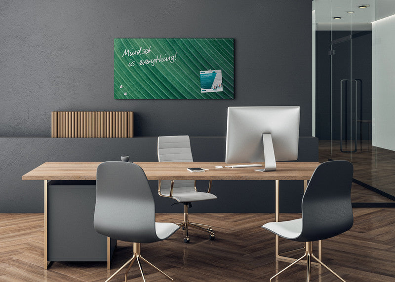 Sigel Whiteboard – 91 × 46 cm, Glas (matt), magnetisch, Wandmontage, inkl. Magnete, Montagesatz
