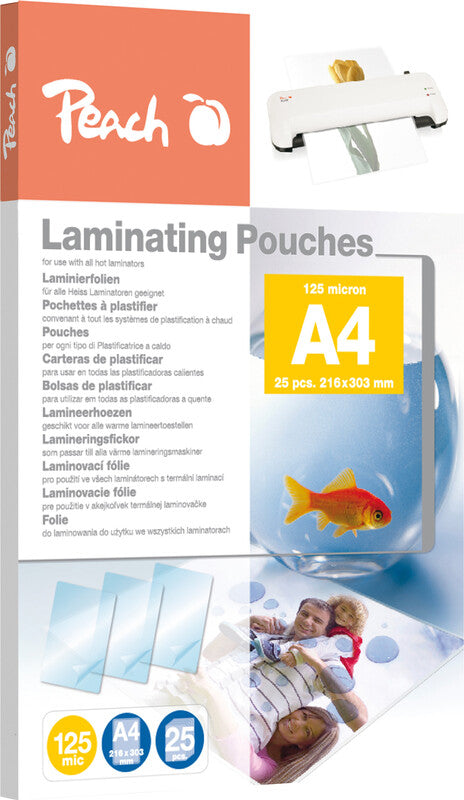 Peach Laminierfolien A4, glänzend – 125 µm, 216 × 303 mm, 25 Stk.