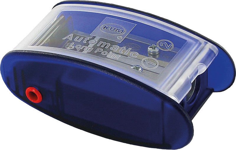 Kum Spitzer – manuell, 3-Loch, mit Behälter, für Blei- & Buntstifte Ø 2, 3,15 und 8 mm, Kunststoff, blau, AS2M