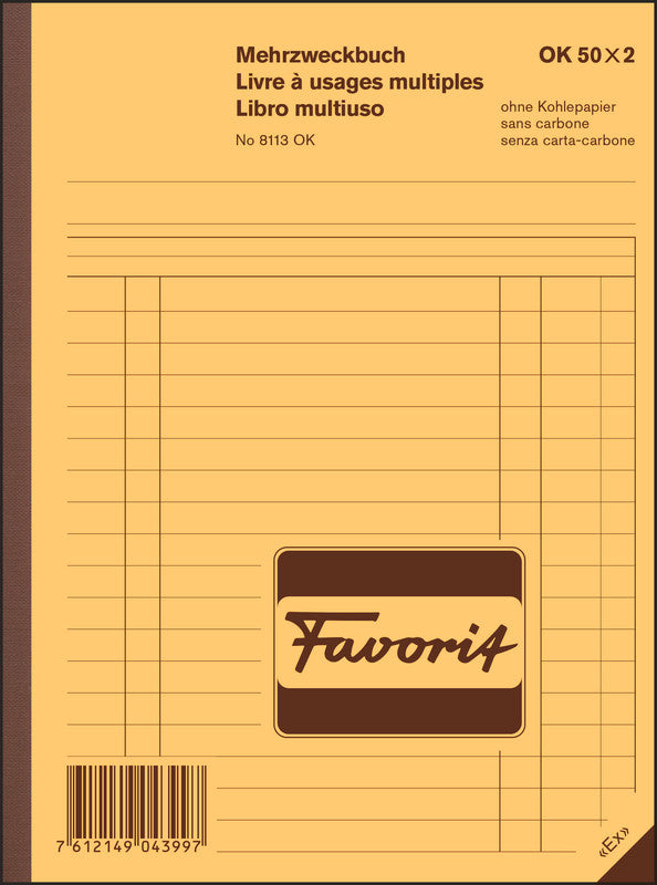 Favorit Formularblock – Mehrzweck, Mehrsprachig, 50 Blatt, A5