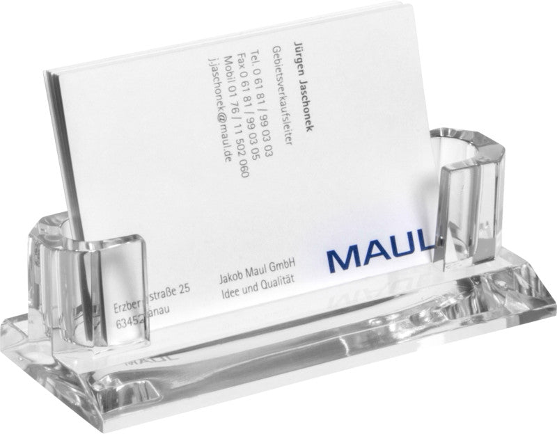 MAUL Visitenkartenhalter – 30 Karten, Acryl, transparent, 110 × 44 × 32 mm