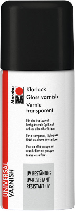 Marabu Klarlack Spray UV – Farbspray – Farblos, Hochglänzend, 150 ml, für Papier & Karton