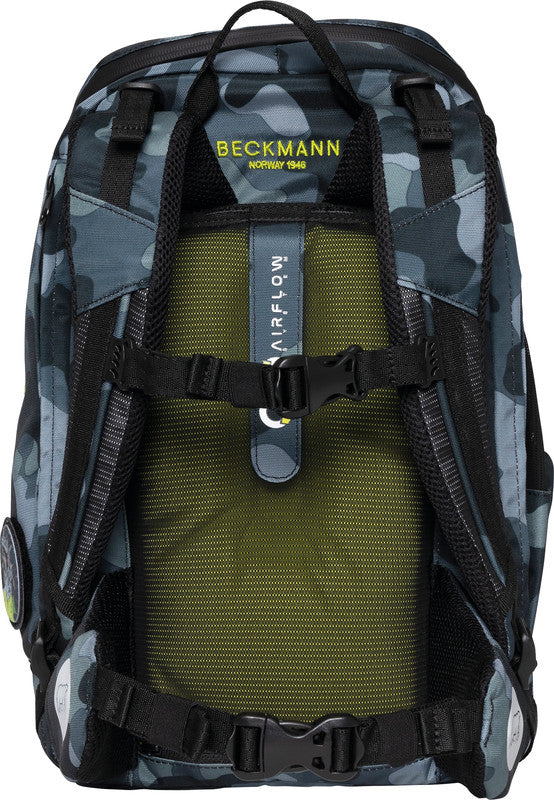 Beckmann Schulrucksack Active Air Flx – Camo Rex – mit Leuchteffekt – recycelte Materialien