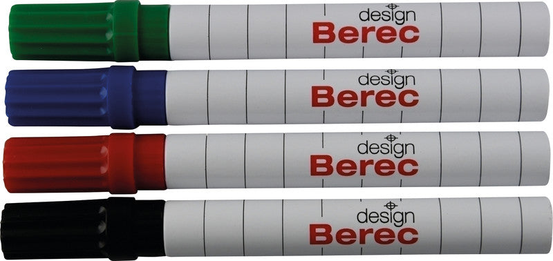Berec Board-Marker 952 – Rundspitze 1-4 mm – Sortiert – 4er-Set – Trocken abwischbar