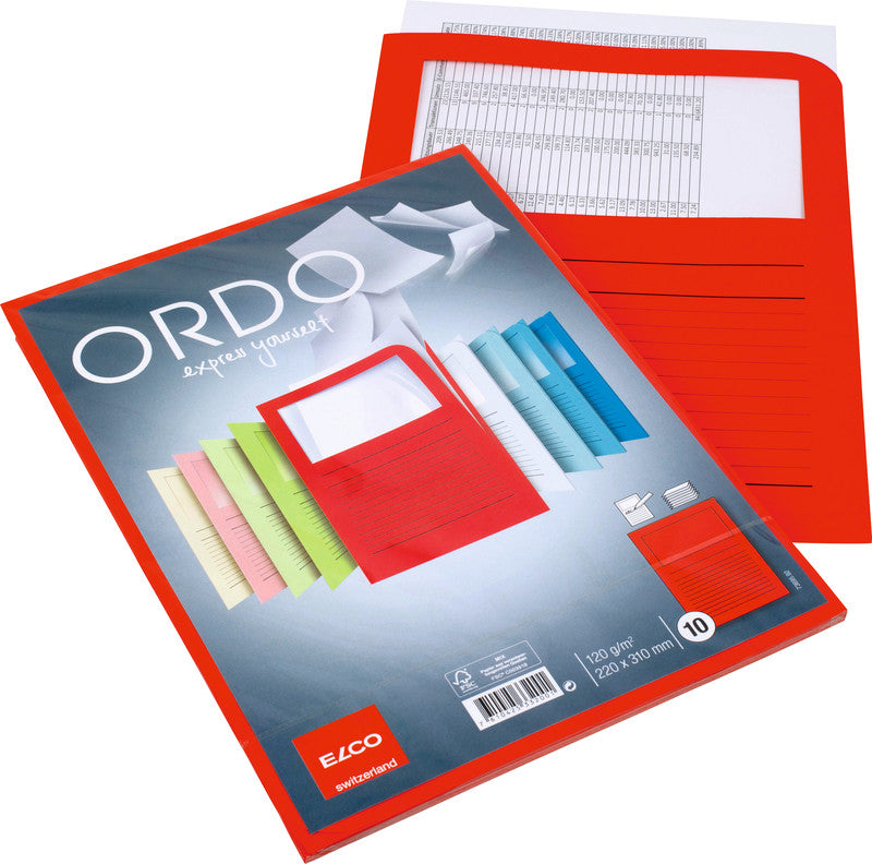 Elco Ordo Classico Sichtmappe A4 – Intensivrot, Papier, 10er-Pack