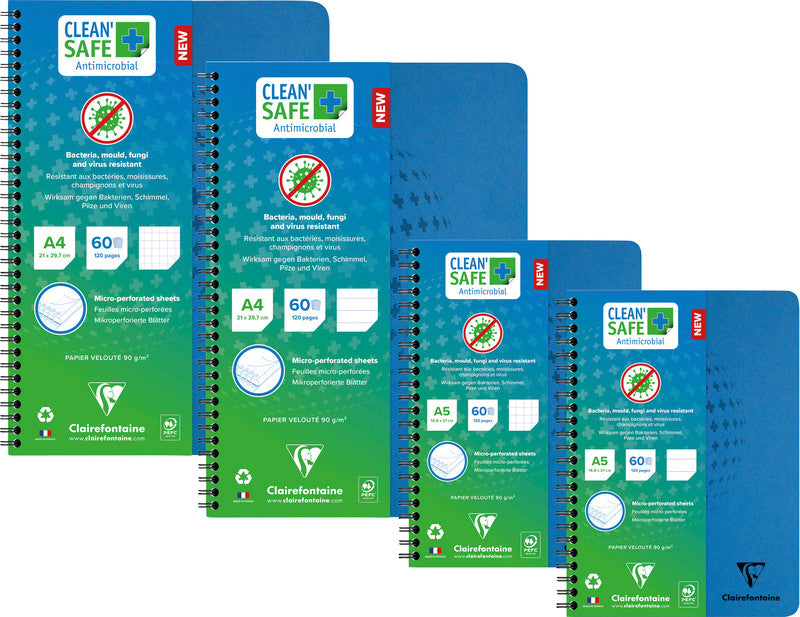 Clairefontaine Spiralheft A4, kariert (5 mm), 60 Blatt, mikroperforiert, 90 g/m² – blau