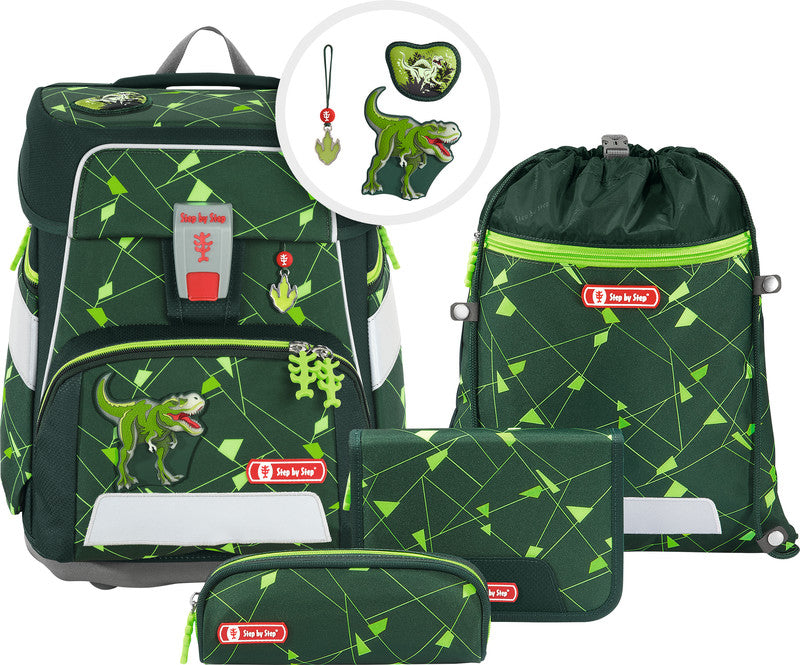 Step by Step Schulrucksack-Set Shine – 5-teilig – Dino Night Tyro