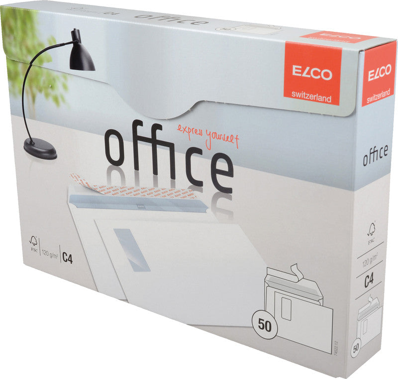 Elco Couvert C4, Fenster rechts, Haftklebung, hochweiss, 120 g/m², mit Innendruck – 50 Stk.