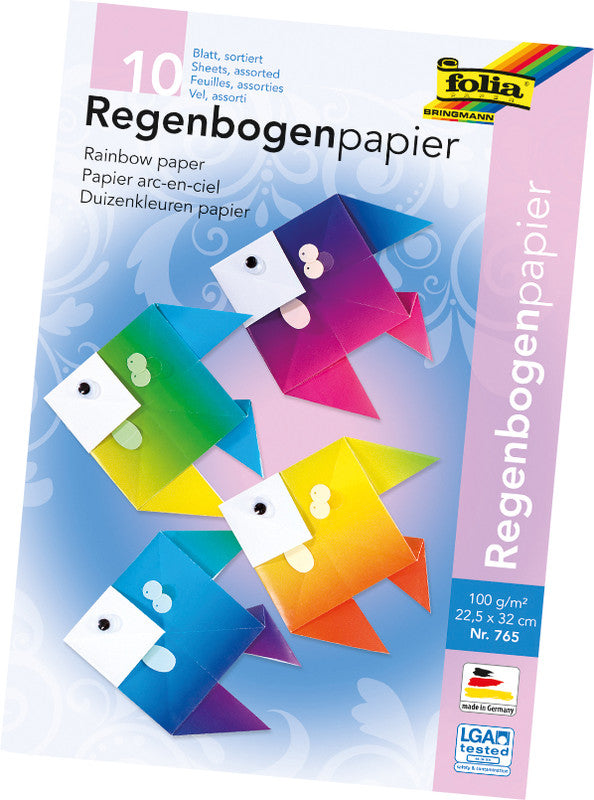 Folia Regenbogenpapiere – 225 × 320 mm – 100 g/m² – mehrfarbig – 10 Blatt