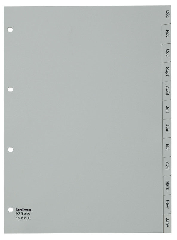 KolmaFlex Register – A4, PP, grau, vorgedruckt, 4-fach Lochung