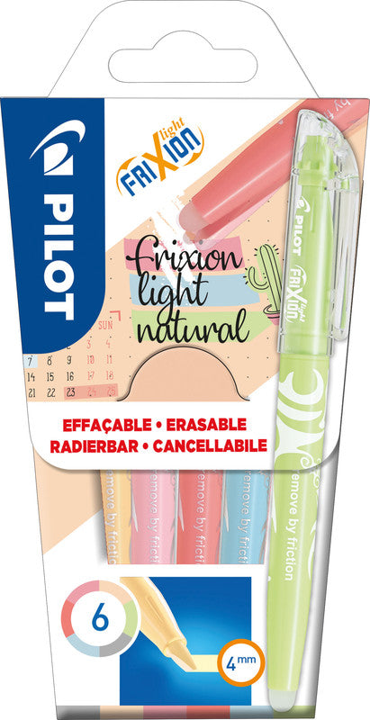Pilot FriXion Light Textmarker Set 6 Farben – Keilspitze, 3,3 mm, radierbar