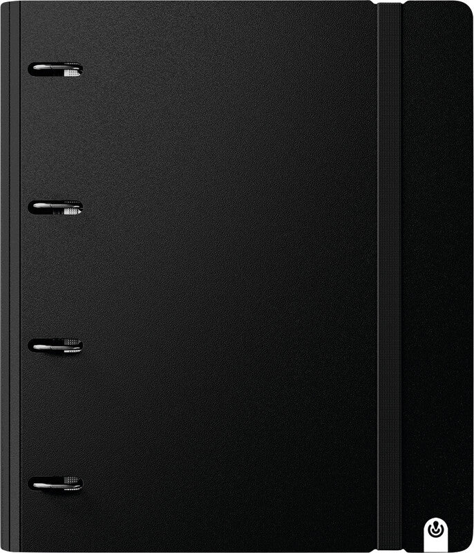 Carchivo Zeigebuch – A4 Hochformat – 4-Ring-Ringmechanik, Ø 35 mm, Rücken 40 mm – Schwarz, mit Raumsparösen