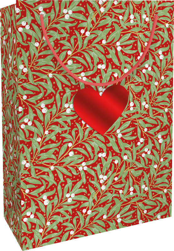 Braun + company Tragetasche – Christmas Leaves – Papier – 230 × 330 × 110 mm – Rot