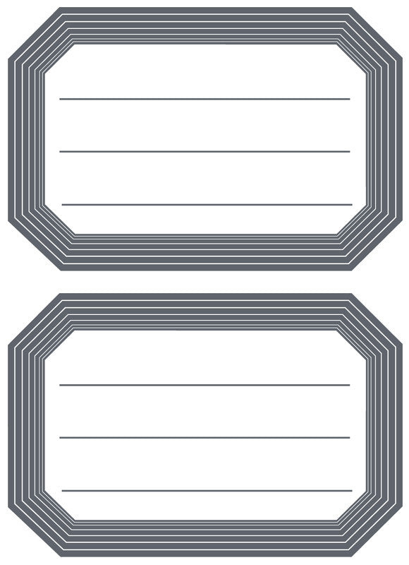 HERMA Schuletiketten Vario – Motiv Rahmen Grau – 55 × 82 mm, 12 Stk, 6 Bogen, Papier, permanent haftend