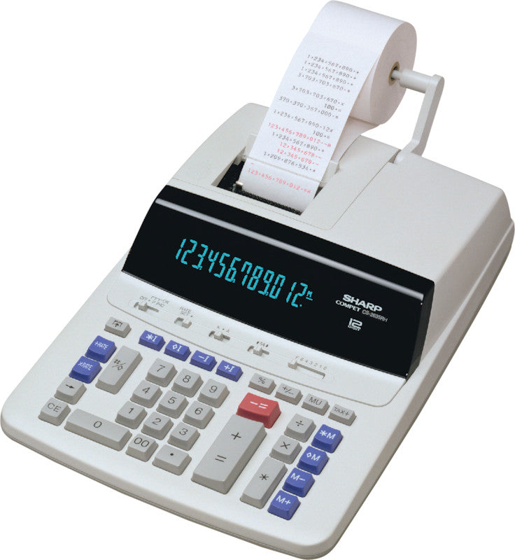 Sharp Druckrechner CS-2635RH – 12-stellig, 2-farbig, 4,3 Zeilen/s, Steuer/Rundung, Netzbetrieb