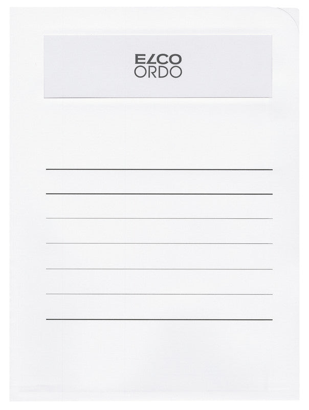Elco Ordo Volumino Sichtmappe A4 – weiss, Papier, Sichtfenster, Beschriftungsvordruck, 50er-Pack