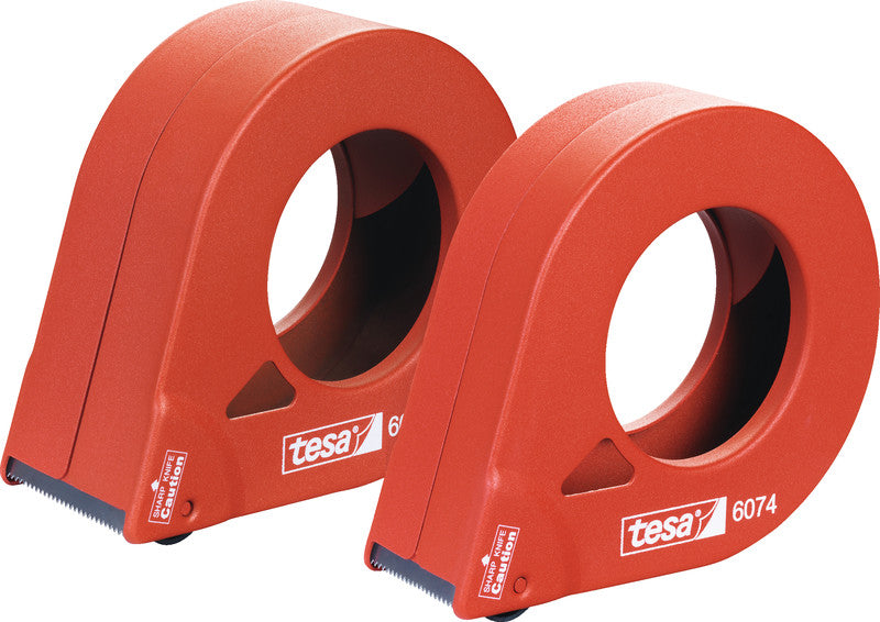 tesa Verpackungsbandabroller – für Rollenbreite bis 38 mm, für Bandlänge bis 66 m, mit Bremse, Metallmesser