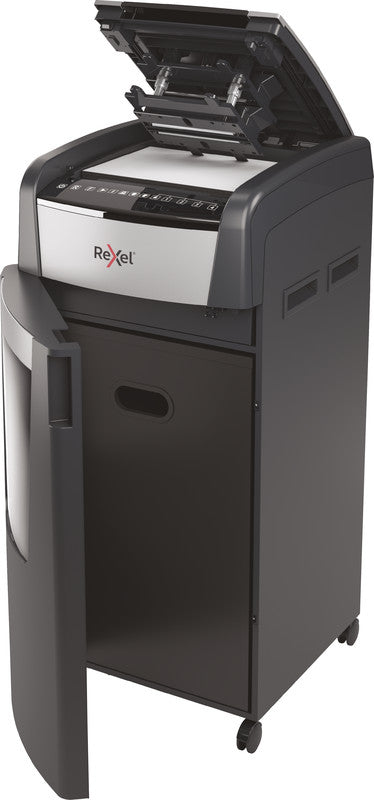 Rexel Optimum AutoFeed+ 750M – Aktenvernichter mit Autofeed 750 Blatt, DIN P-5, Mikroschnitt 2 × 15 mm, 140 l