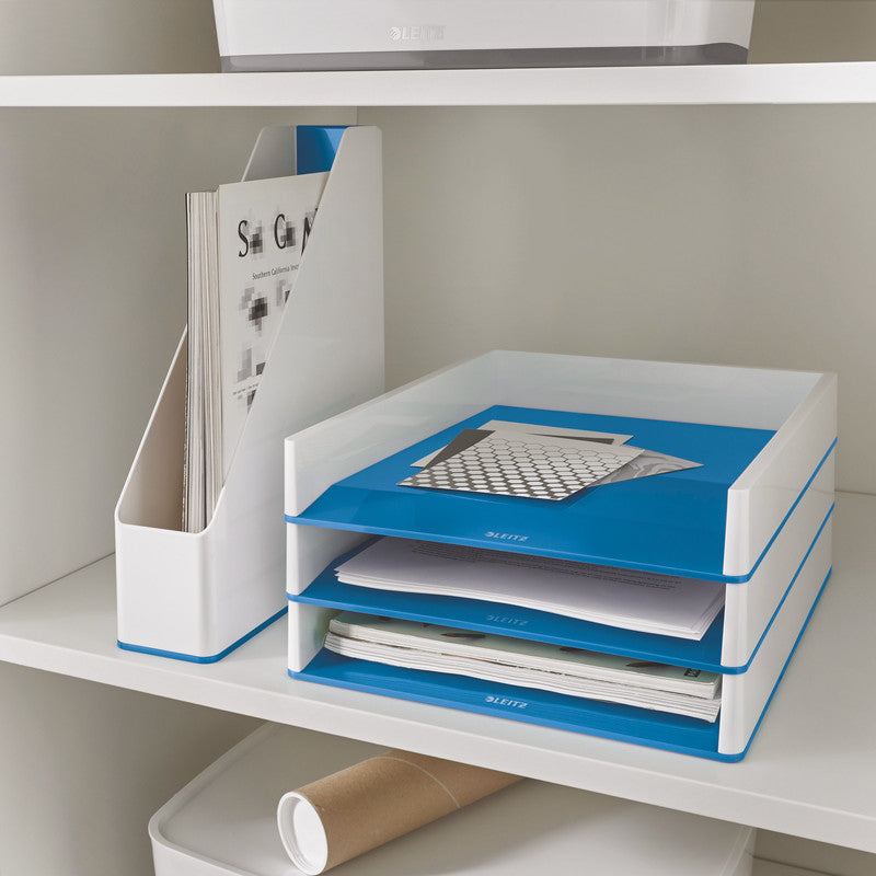 Leitz WOW – Briefkorb für A4, Polystyrol (PS), Blau, Metallisch, 267 × 49 × 336 mm