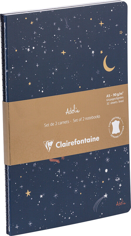 Clairefontaine Notizbuch A5, liniert, Fadenheftung, 64 Seiten, 90 g/m² – mehrfarbig, 2er-Pack
