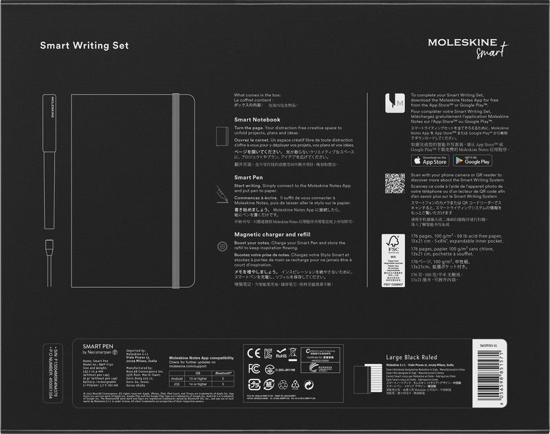 Moleskine Notizbuch – 135 × 210 mm – Liniert – 176 Seiten – 100 g/m² – Hardcover, Gummiband, Einstecktasche