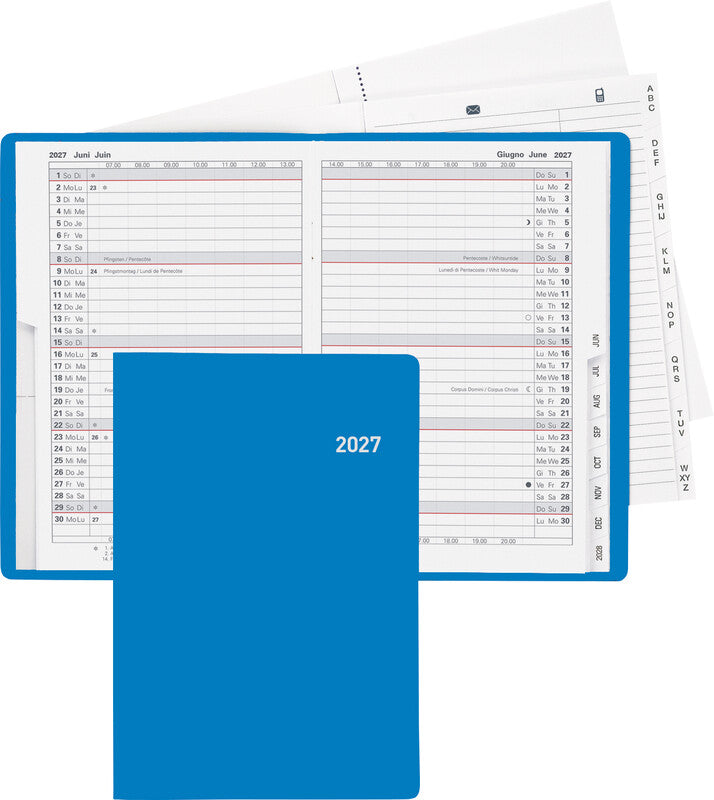 Biella Istanbul Agenda – 1 Monat/2 Seiten, geheftet, 10,6 × 15,3 cm, 15 Monate Okt–Dez, 2027, Blau, PEFC