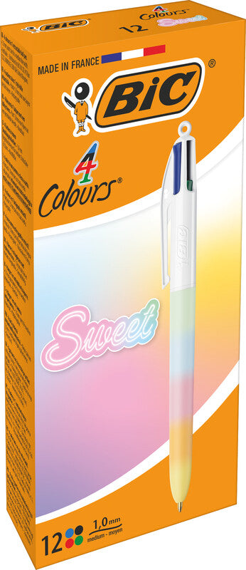 BIC 4 Farben Regenbogen Multifunktionskugelschreiber – 4 Farben, Schiebe, dokumentenecht, nachfüllbar
