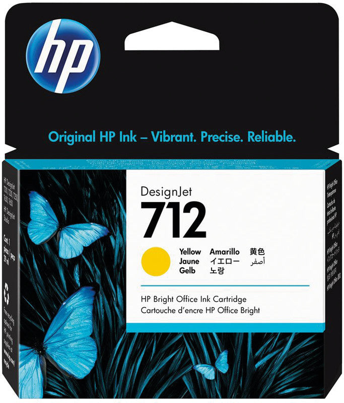 HP Tintenpatrone 712, Gelb, 29 ml – für Tintenstrahldrucker/Multifunktionsgeräte