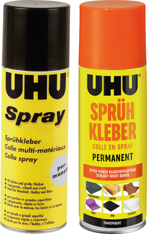 UHU Sprühkleber – Sprühdose, permanent, transparent, tropffrei, 200 ml, für Styropor, Basteln