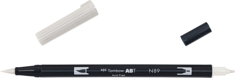 Tombow Brush Pen ABT Dual – Pinselspitze 3-10 mm, Rundspitze 0,3 mm – Warmgrau 1 – wasservermalbar