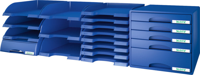 Leitz Briefkorb – mit Beschriftungsfeld, matt, blau, B 255 × H 103 × T 357 mm, Serie Jumbo