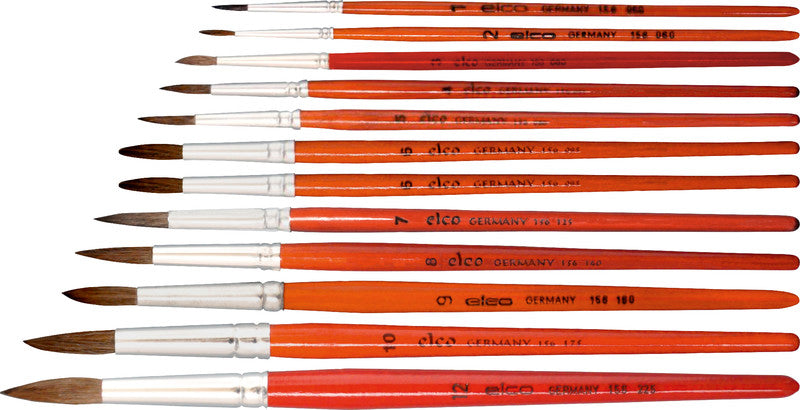 Elco pinsel Aquarellpinsel – brauner Schaft, Ponyhaar, Birkenholz, Länge 210 mm, Grösse 9, Aluminiumzwinge