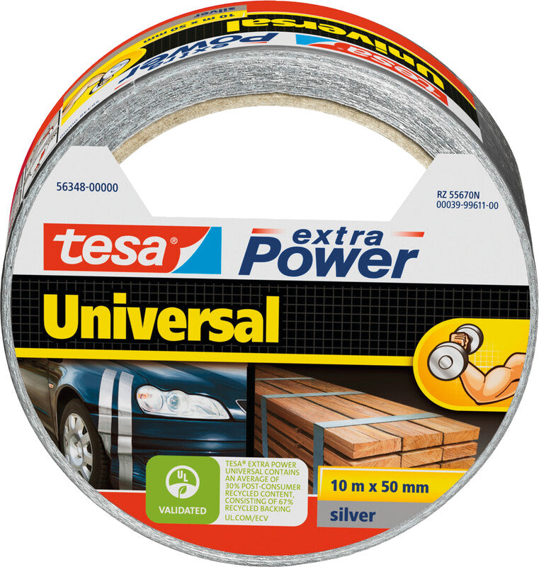 tesa Vinylband Extra Power – 50 mm × 10 m, silber, stark