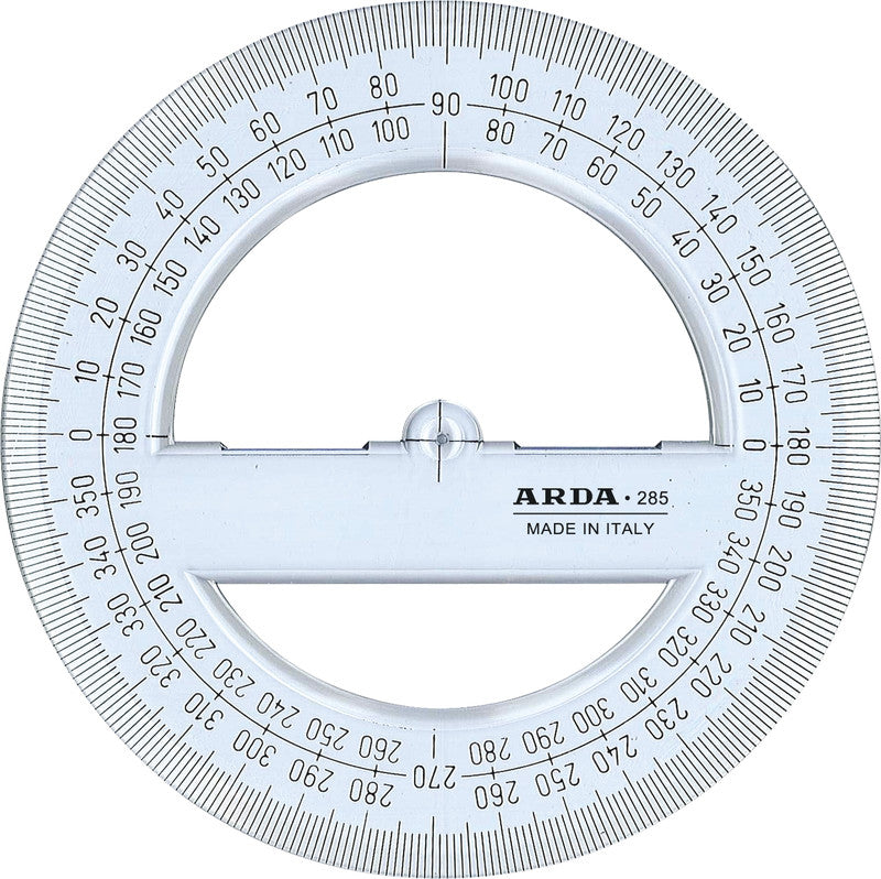 ARDA Wandtafel-Winkel 360° – 12 × 12 cm, Kunststoff, Transparent, Skalenfarbe Schwarz