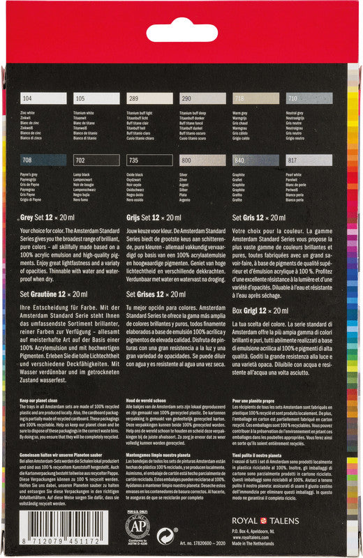 Royal Talens Amsterdam – Acryl Standard – Acrylfarbe – Set – 12 Farben, 12 × 20 ml