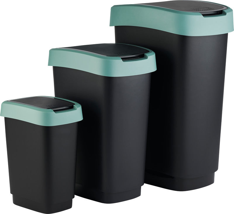 Rotho Abfallcontainer – 10 l – mit Deckel – Kunststoff, Mistelgrün – B × H × T 181 × 330 × 248 mm