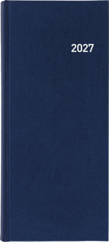Biella Le Jour Agenda – 1 Tag pro Seite, gebunden, 13,5 × 31,5 cm, Jan–Dez, 2027, 1/4-Stunden-Takt, Dunkelblau, FSC