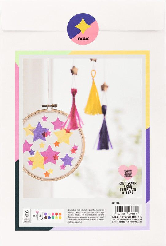 Folia Transparentpapier – 20 × 30 cm, 42 g/m², sortiert, 10 Bogen, zum Basteln