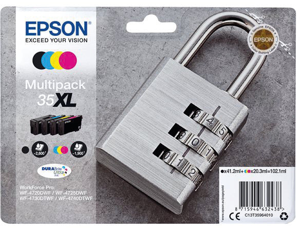 Epson Tintenpatronen-Multipack 35XL, CMYK, XL, 4er-Pack – für Inkjetdrucker/Multifunktionsgeräte