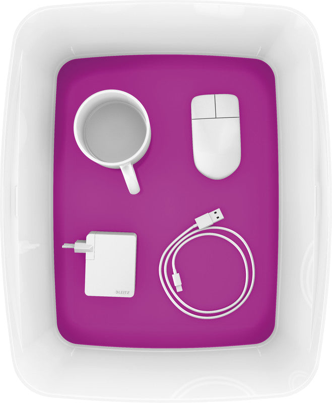 Leitz Aufbewahrungsbox MyBox – Kunststoff, weiss/violett, 31,8 × 19,8 × 38,5 cm