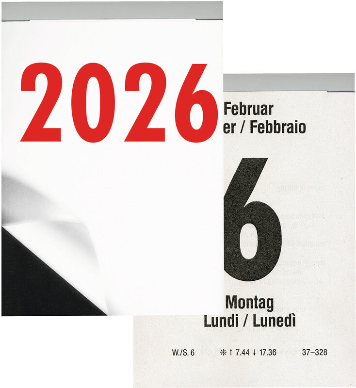 Biella Abreisskalender 2026 – 9,8 × 14,2 cm – 1 Tag/Blatt – d/f/i