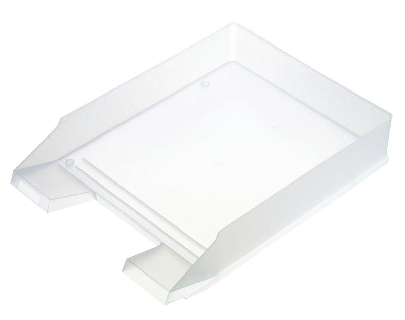 Helit Briefkorb – mit Griffausschnitt, mit Beschriftungsfeld, matt, weiss transparent, B 245 × H 67 × T 347 mm