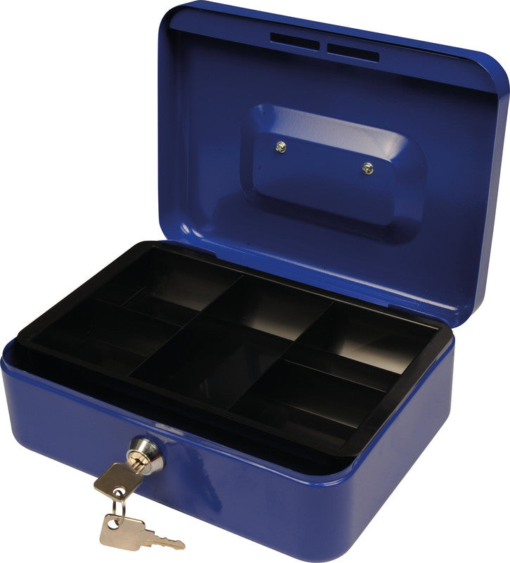 Q-Connect – Geldkassette – mit Schlüssel – 20,7 × 15,7 × 7,7 cm – Blau – Stahl