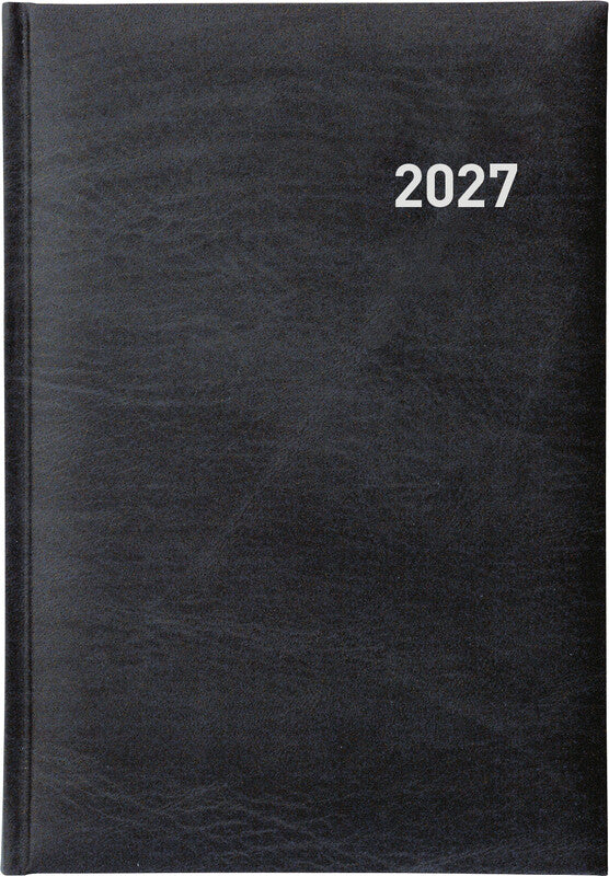 Biella Terminia Agenda – 1 Woche/2 Seiten, gebunden, 14,5 × 20,5 cm, 2027, 1‑h‑Takt, schwarz, FSC